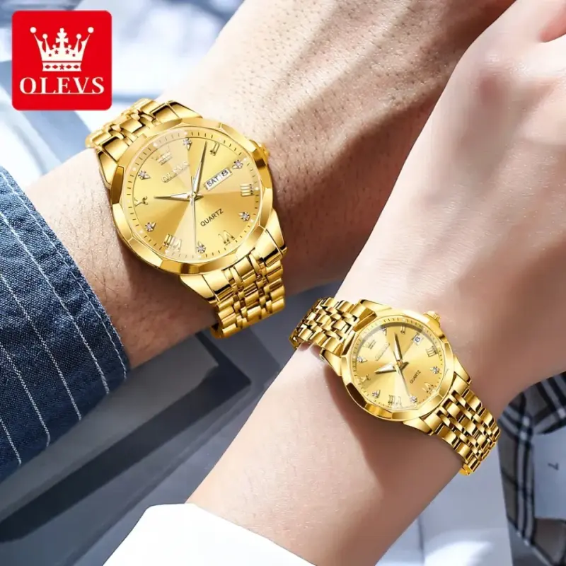 Olevs Couple 9931 Fashion Stainless Steel Analog Wrist Watch For Men