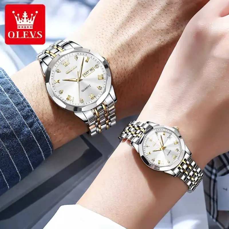 Olevs Couple 9931 Fashion Stainless Steel Analog Wrist Watch For Men