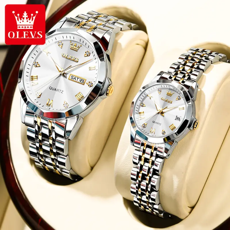 Olevs Couple 9931 Fashion Stainless Steel Analog Wrist Watch For Men