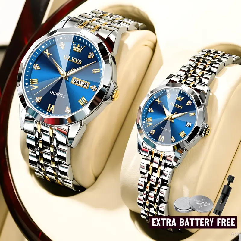 Olevs Couple 9931 Fashion Stainless Steel Analog Wrist Watch For Men